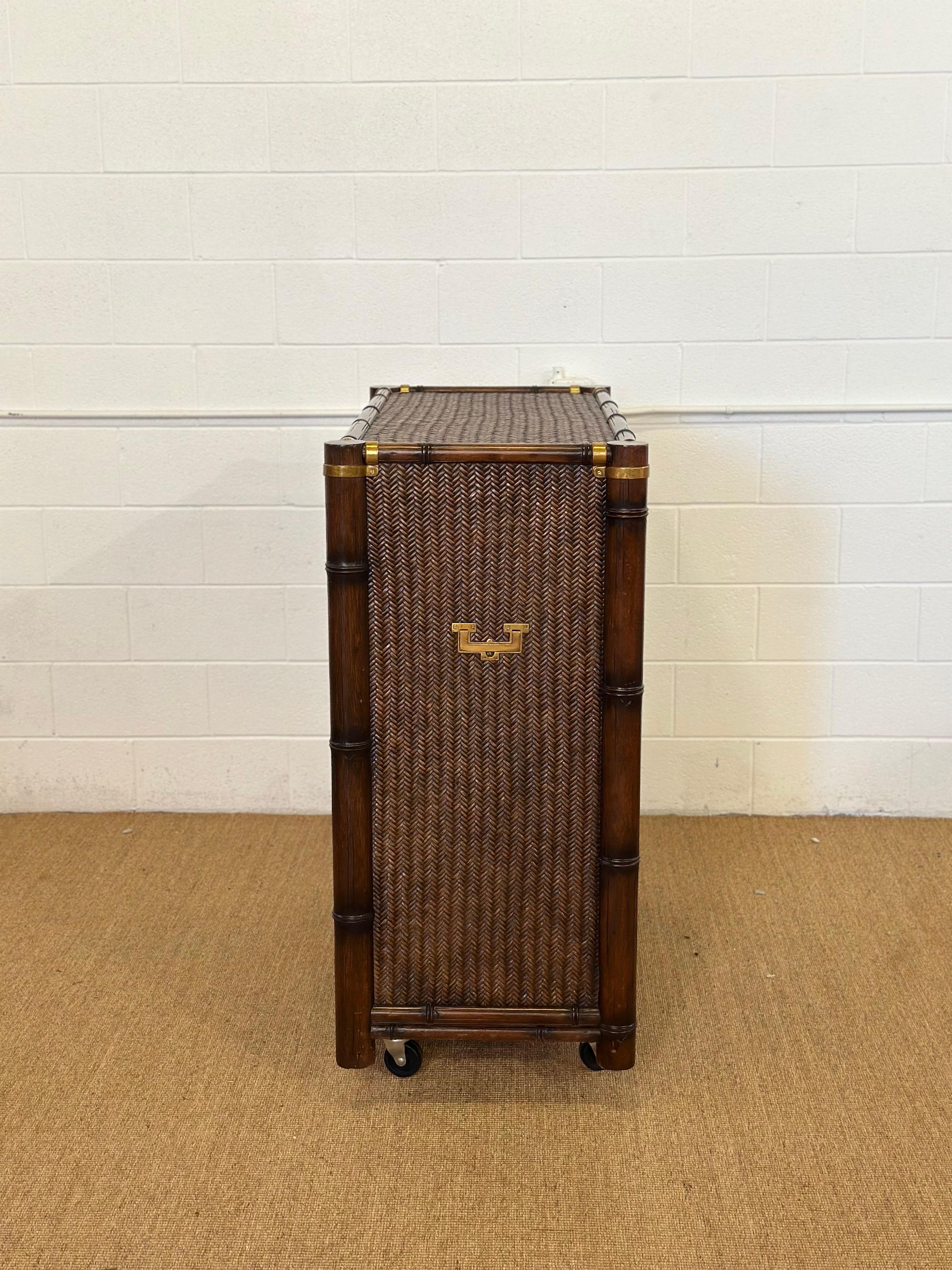 1991 Rare Ralph Lauren Senegal Rattan & Faux Bamboo Campaign Chest of Drawers For Sale 2