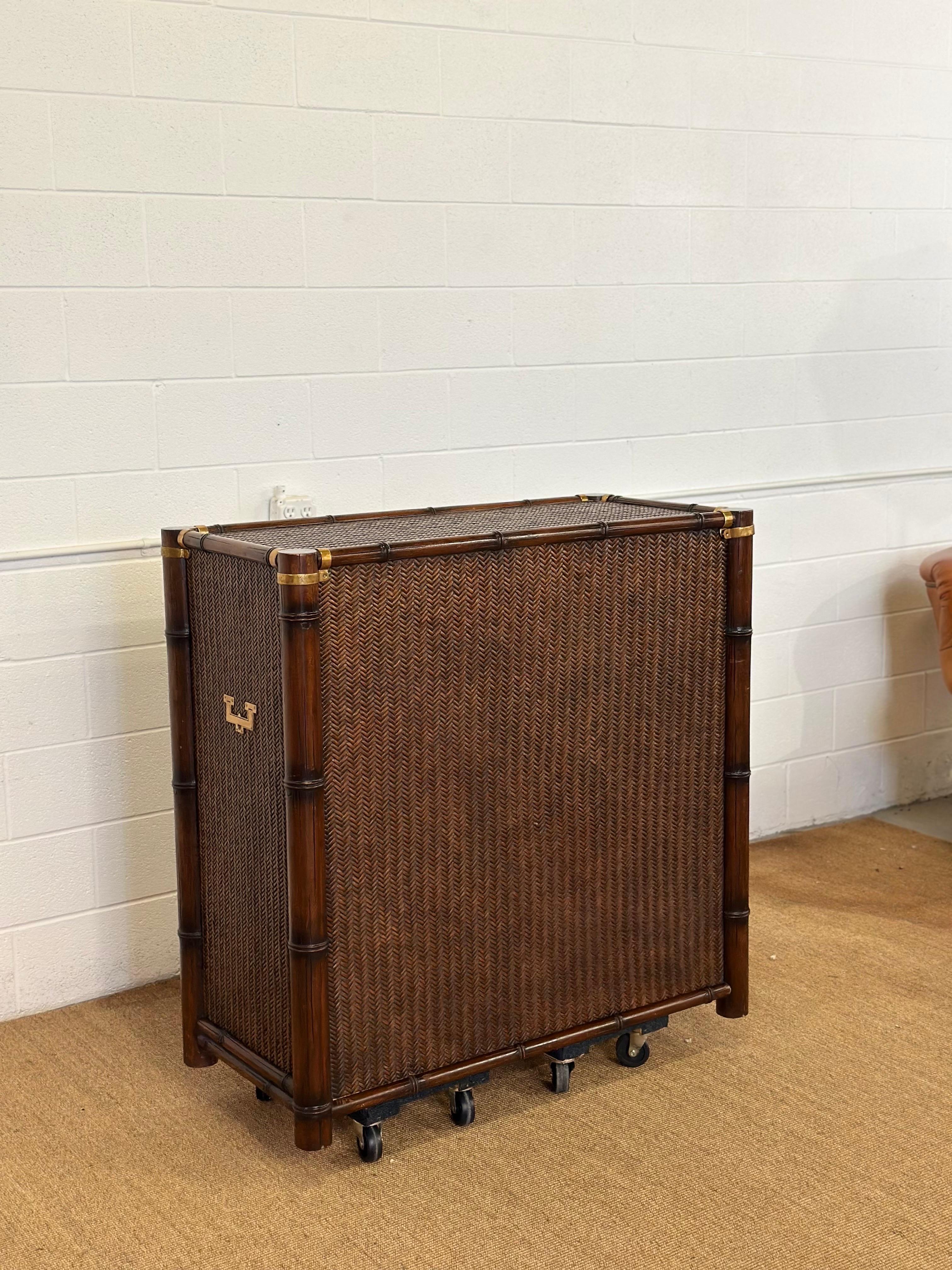 1991 Rare Ralph Lauren Senegal Rattan & Faux Bamboo Campaign Chest of Drawers For Sale 3
