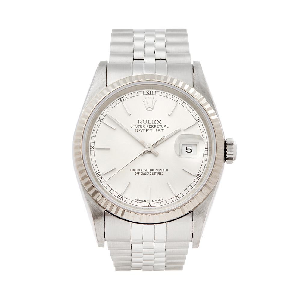 1991 Rolex Datejust Steel & White Gold 16234 Wristwatch