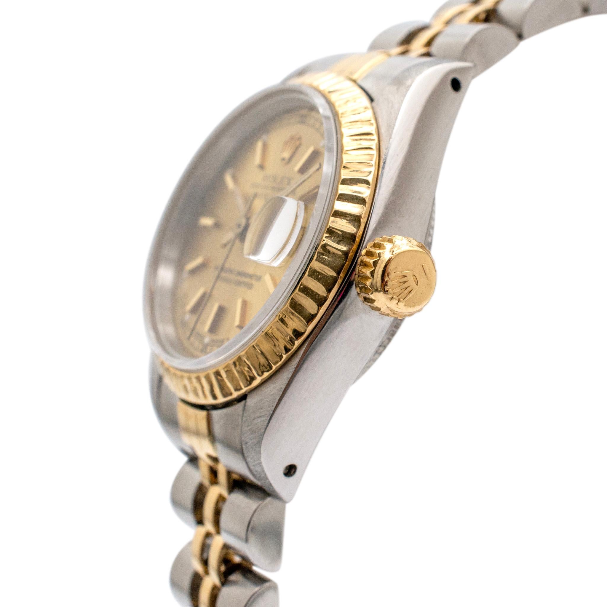 1991 Rolex Lady Datejust 26MM 69173 Jubilee Yellow Gold Stainless Steel Watch In Excellent Condition In Houston, TX