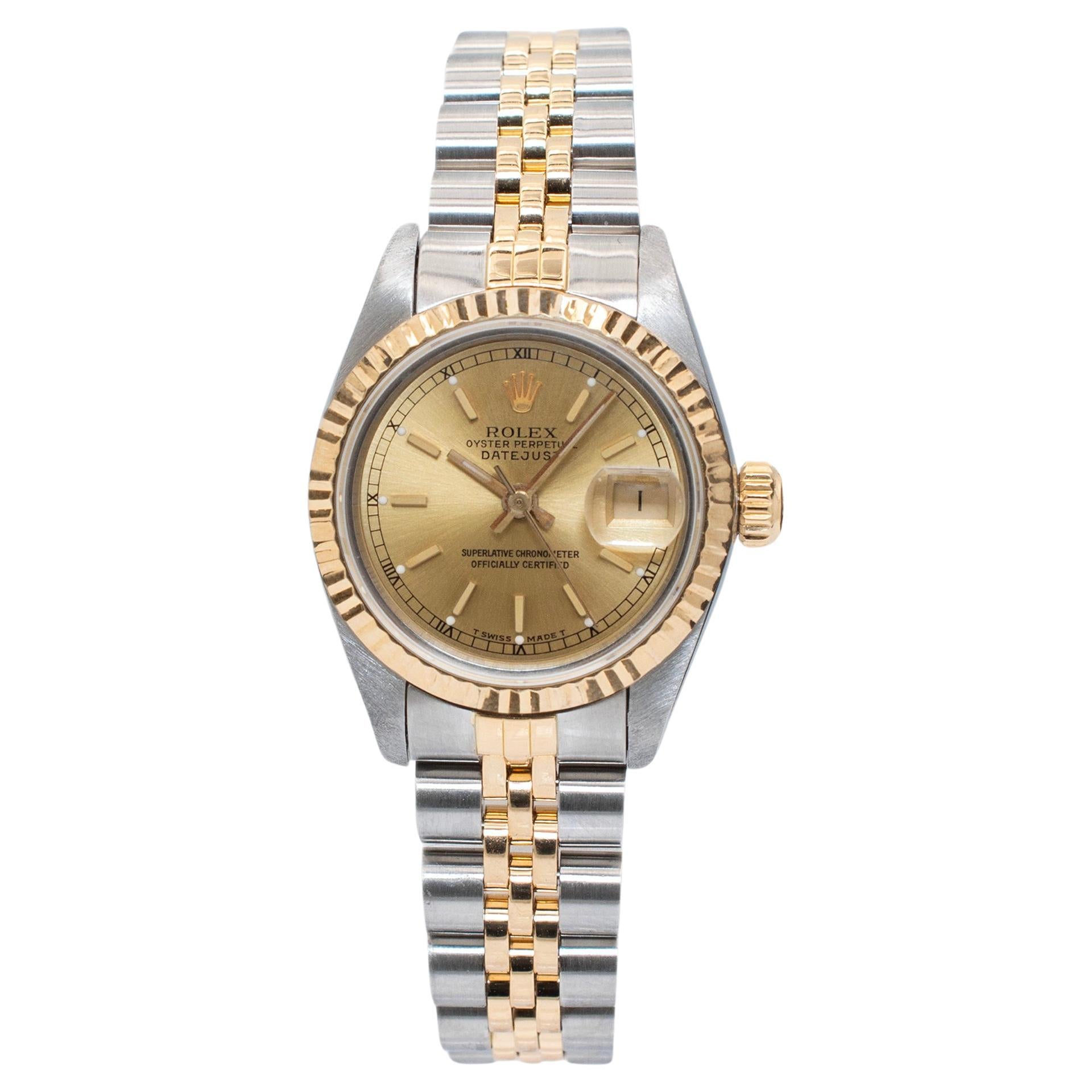 1991 Rolex Lady Datejust 26MM 69173 Jubilee Yellow Gold Stainless Steel Watch