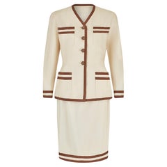 1991 Runway Chanel Combinaison jupe crème et Brown