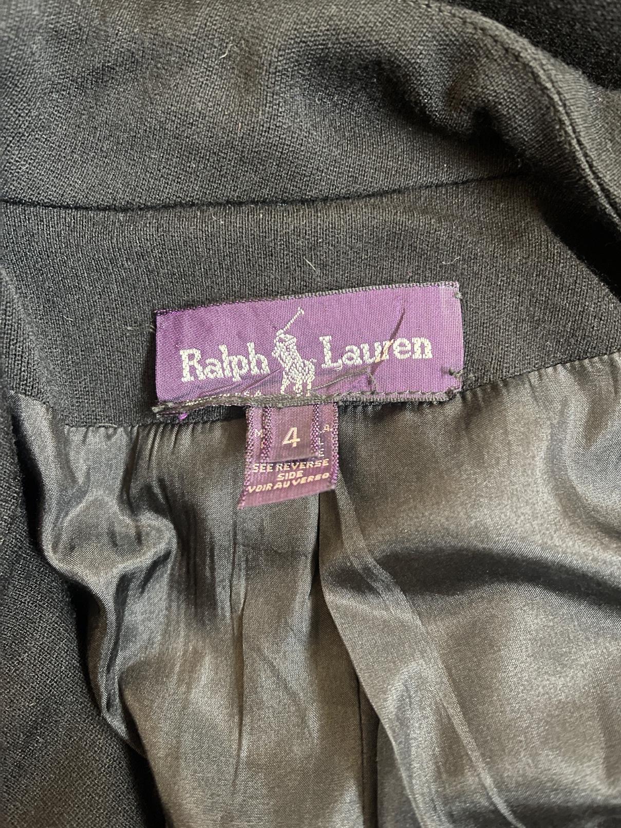 1991 Runway Collection Ralph Lauren Robe manteau à double boutonnage noir en vente 4