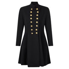 1991 Runway Ralph Lauren Collection Black Double Breasted Coat Dress
