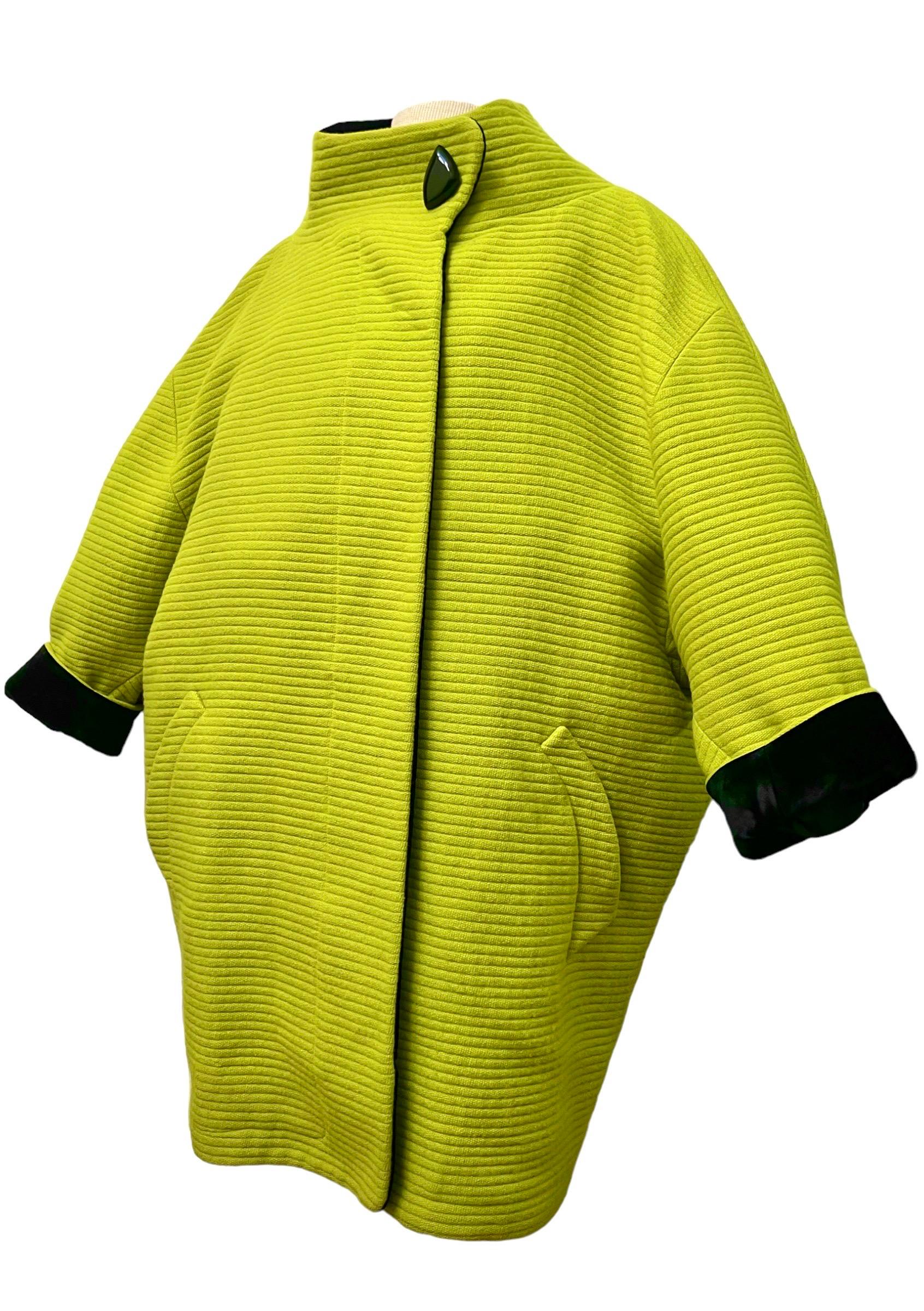 Women's F/W 1990 Thierry Mugler Lime Green Futuristic Cocoon Coat For Sale