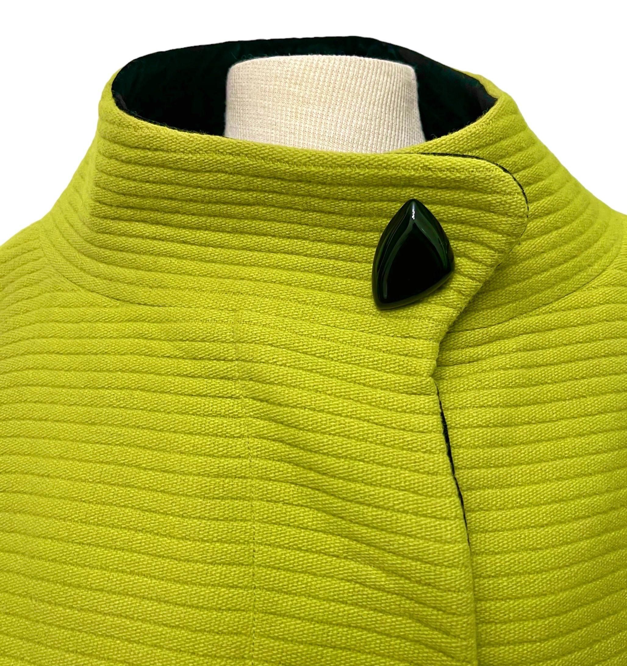 F/W 1990 Thierry Mugler Lime Green Futuristic Cocoon Coat For Sale 3