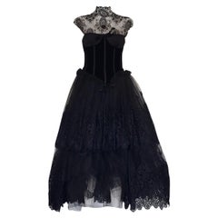 1991 Valentino Boutique Black Lace Dress S