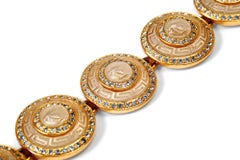 1991 Versace Gold Medusa Chain Belt With Frosted Glass and Diamantés