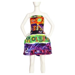 1991 VERSACE VINTAGE COLORFUL ABSTRACT PRIN STRUCTURED DRESS Sz IT 42