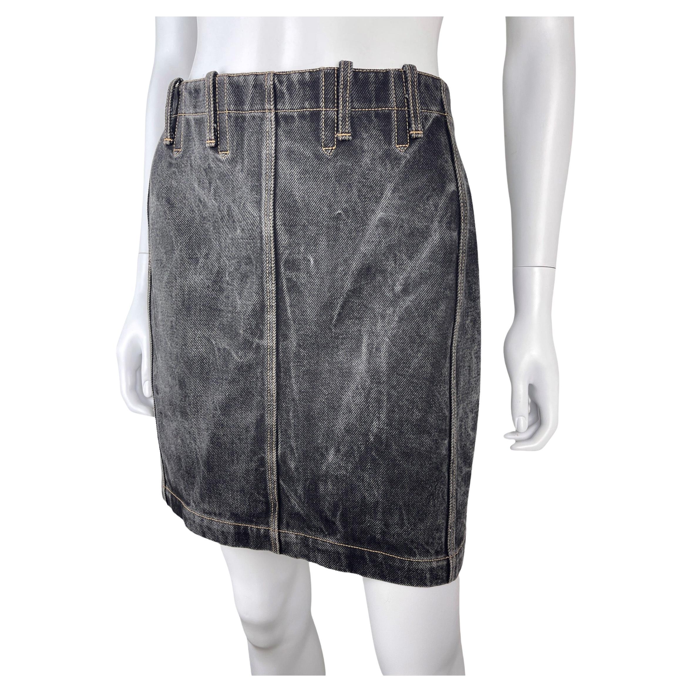 1991 Vintage Alaïa Denim Lace-up Skirt 