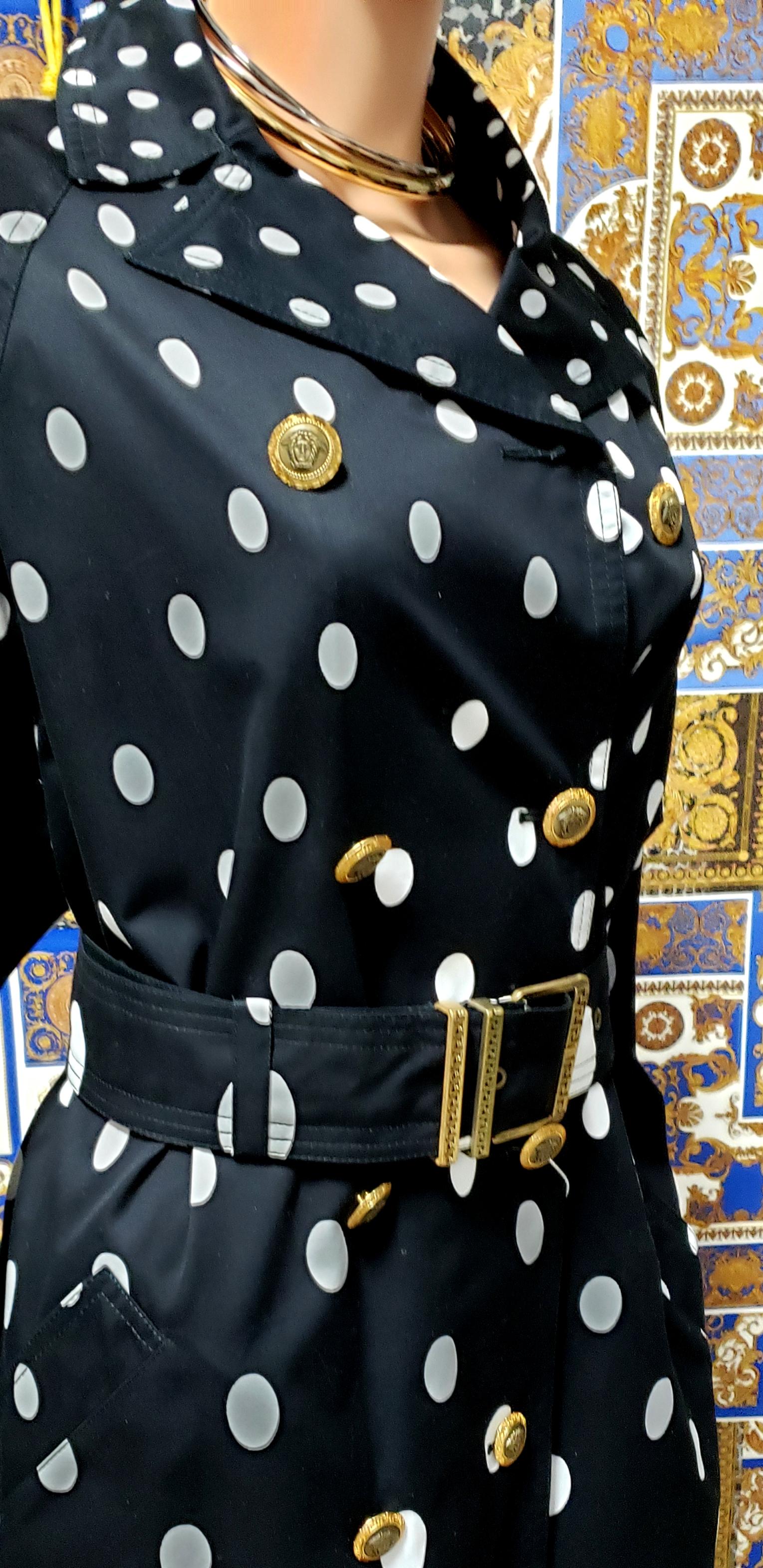 1991 Vintage Gianni Versace Polka Dot Trench Coat 38 - 2 7