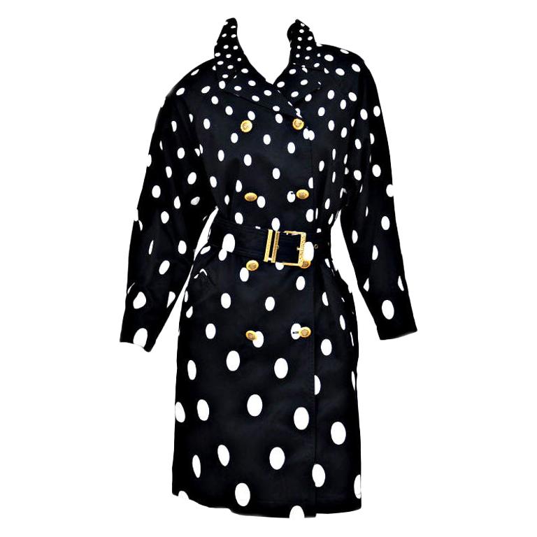 1991 Vintage Gianni Versace Polka Dot Trench Coat