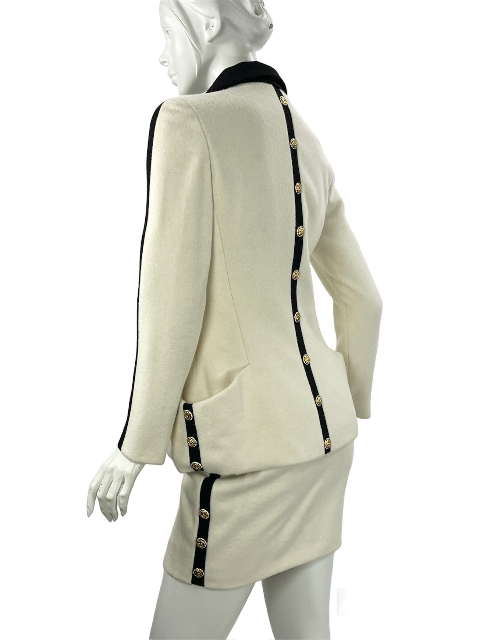 Women's 1991 Vintage Runway Atelier Versace blazer & skirt suit worn by Claudia Schiffer For Sale