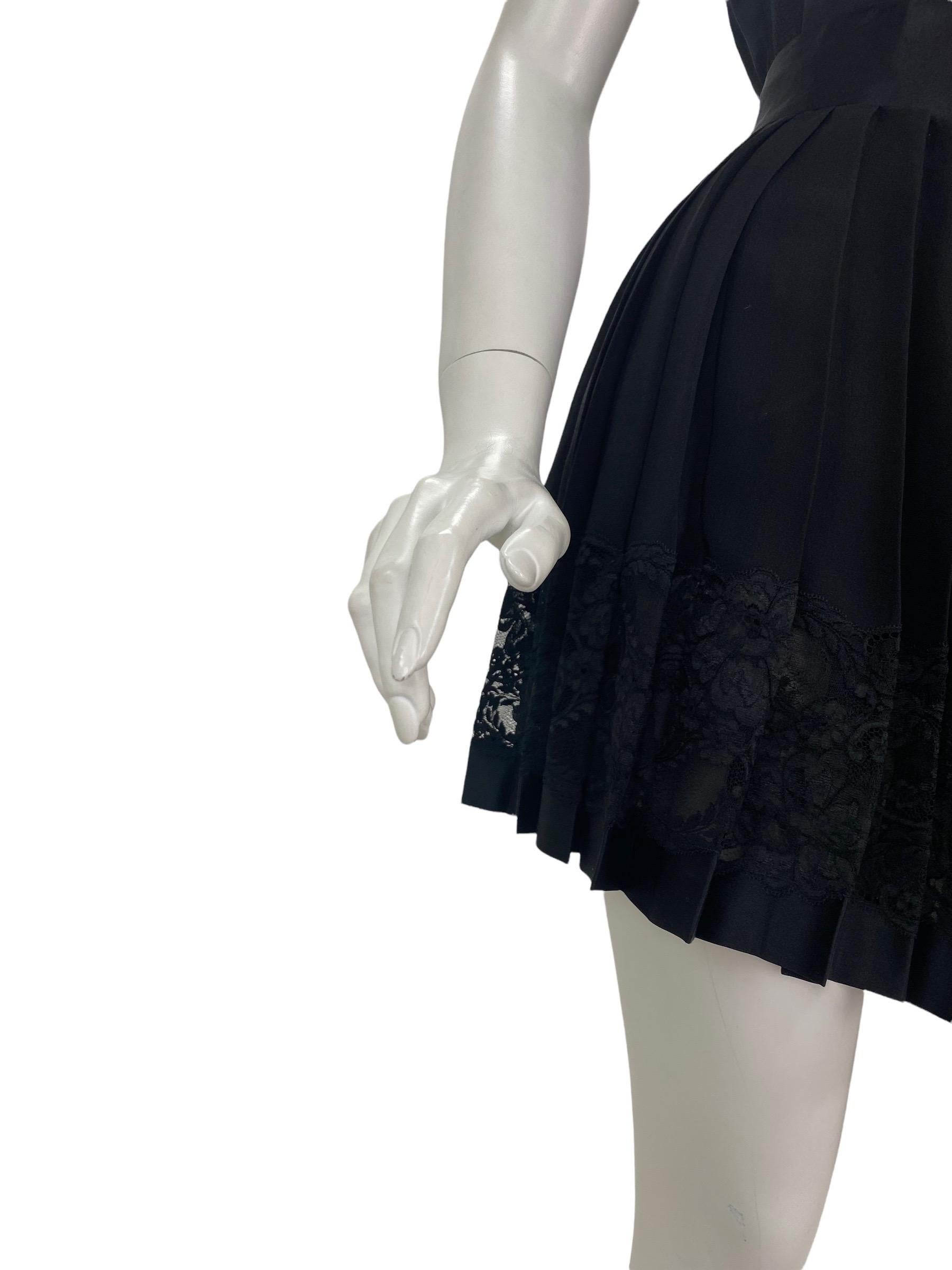 1991 Vintage Versace Atelier Black Silk Lace Mini Dress Skirt Set For Sale 1