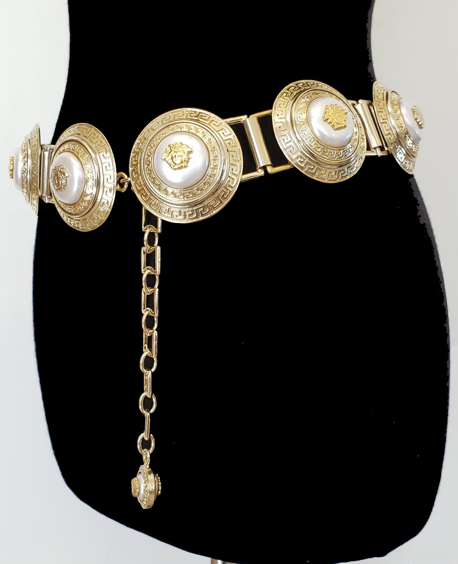 Beige 1991 Vintage Versace Atelier Chain Belt