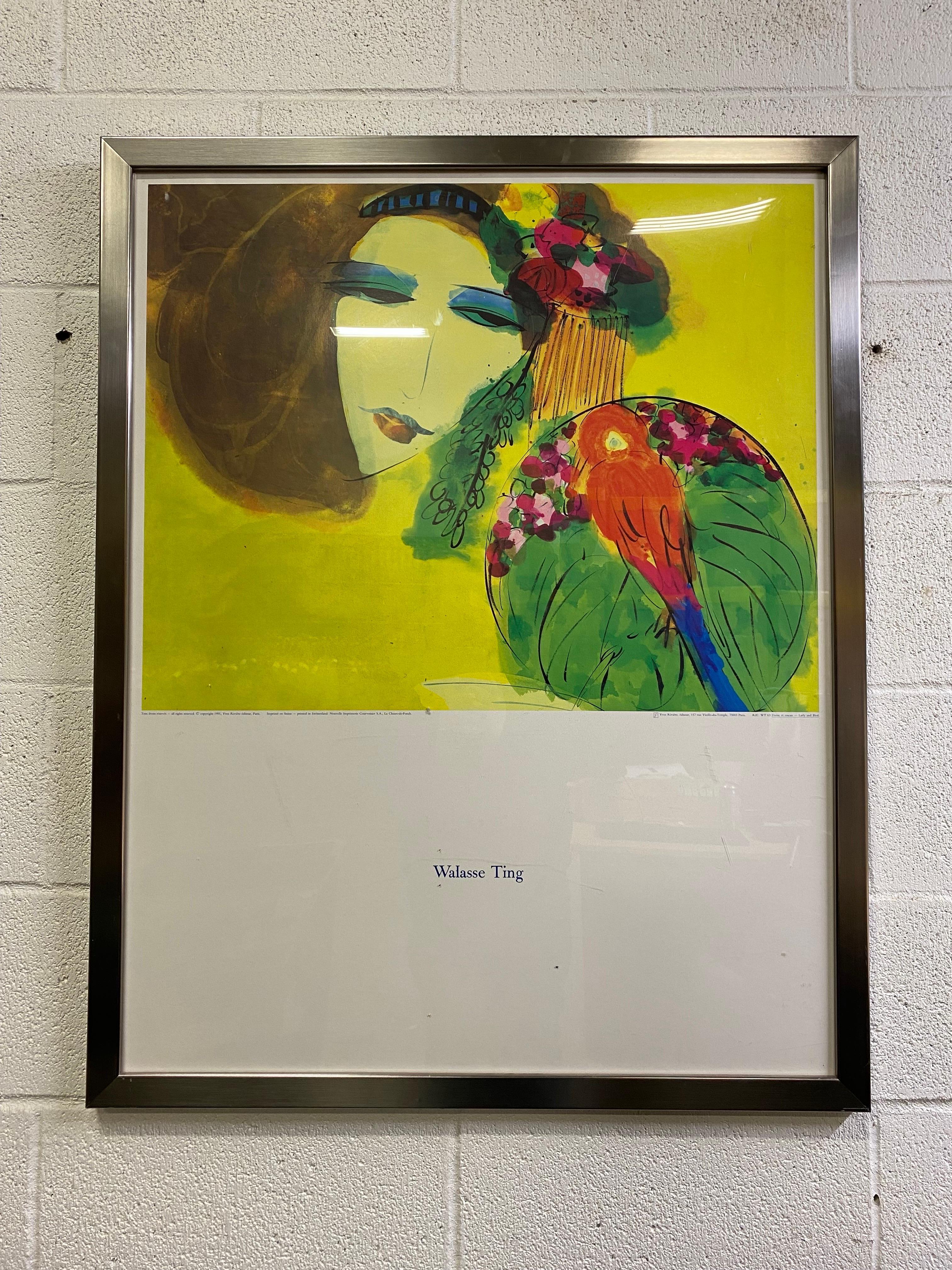 1991 Walasse Ting Lady and Bird Framed Print For Sale 2
