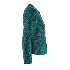 1991 Yves Saint Laurent Green Jacquard Jacket with Gold Buttons