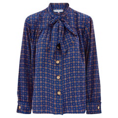 1991 Yves Saint Laurent Tudor Rose Print Blouse with Gold Buttons