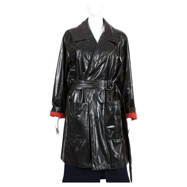 Collectable 1980's Yves Saint Laurent Black Leather Trench Coat For ...