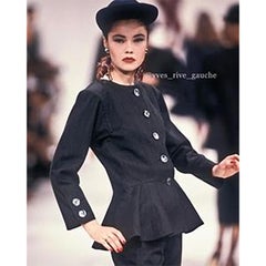 1991 Yves Saint Laurent YSL Vintage Green Peplum Runway Jacket