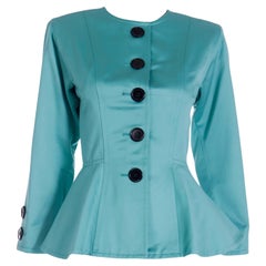 1991 Yves Saint Laurent YSL Vintage Green Peplum Runway Jacket