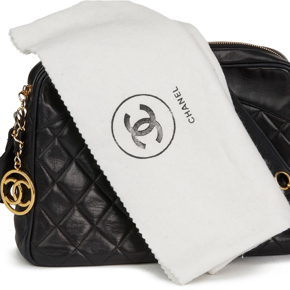 1991b Chanel Black Quilted Lambskin Vintage Timeless Charm Camera Bag  7