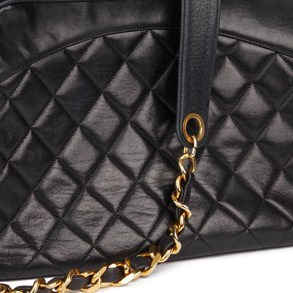 1991b Chanel Black Quilted Lambskin Vintage Timeless Charm Camera Bag  3