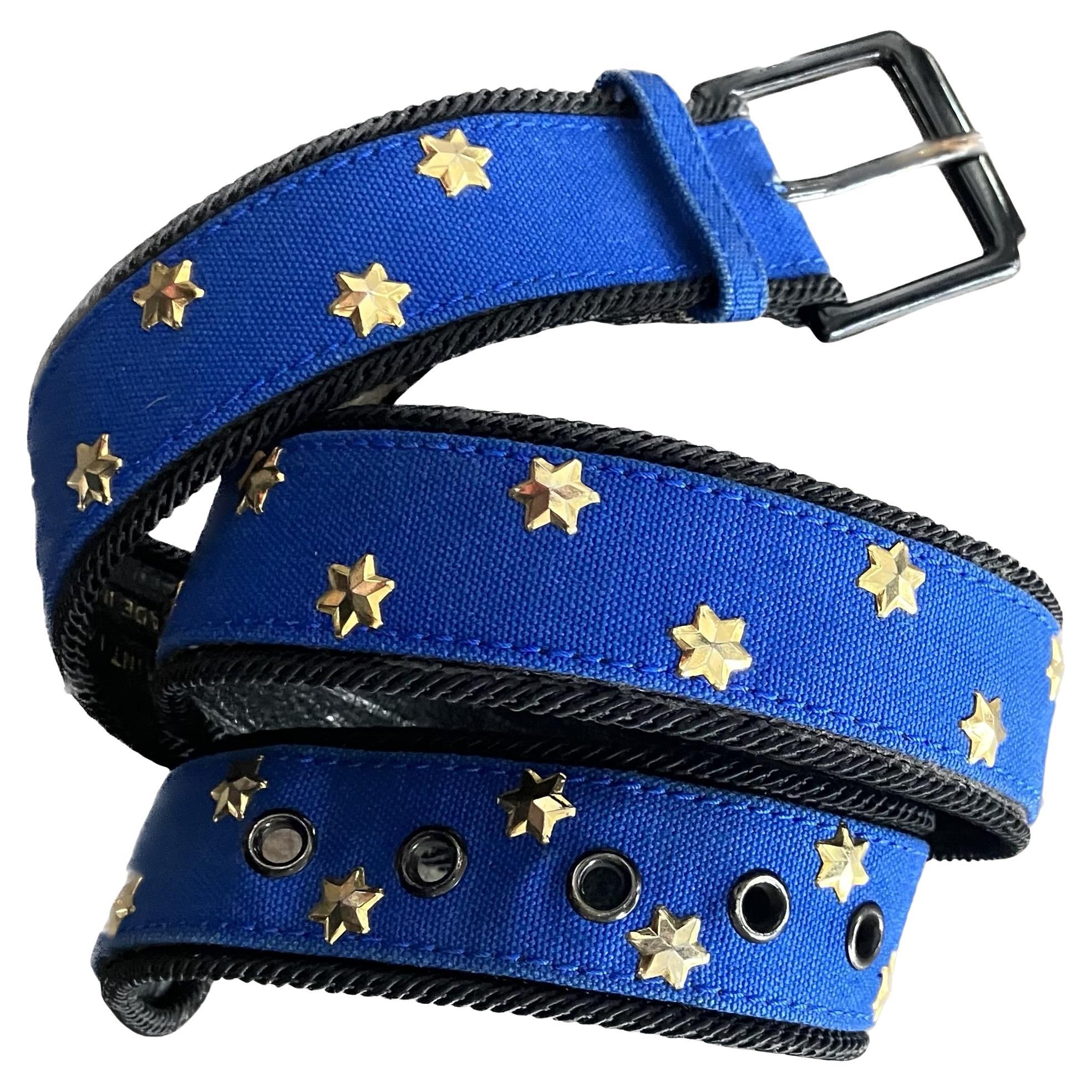 1991s Yves Saint Laurent YSL Blue Braided Stars Belt For Sale