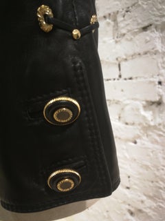 1992 1993 Gianni Versace Black Leather Jacket