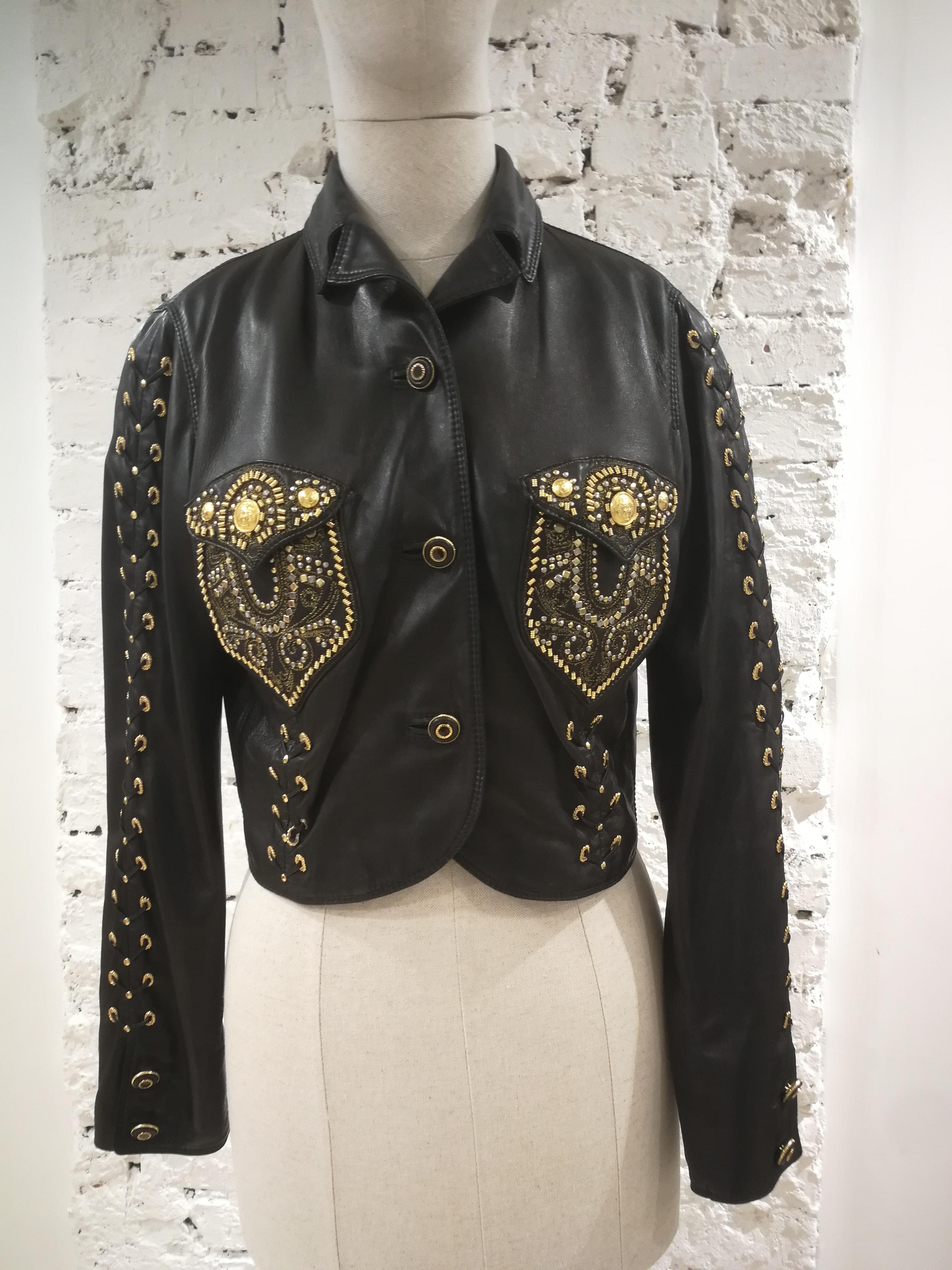 1992 1993 Gianni Versace Black Leather Jacket at 1stDibs gianni versace leather jacket