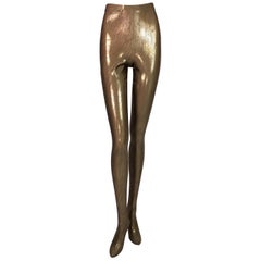 1992 Atelier Versace by Gianni Gold Snakeskin Print High Waist Leggings