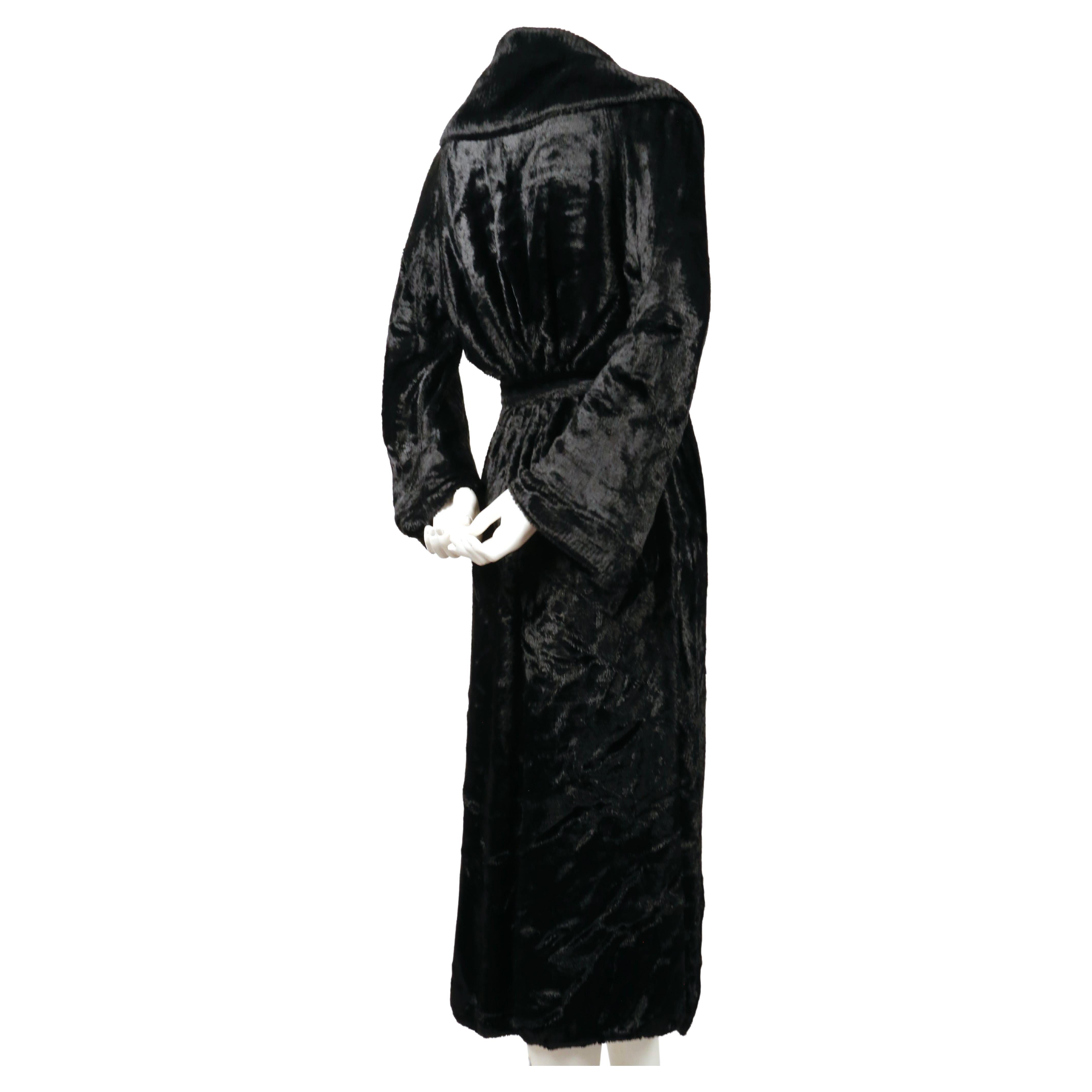 1992 AZZEDINE ALAIA black chenille runway robe coat For Sale 1