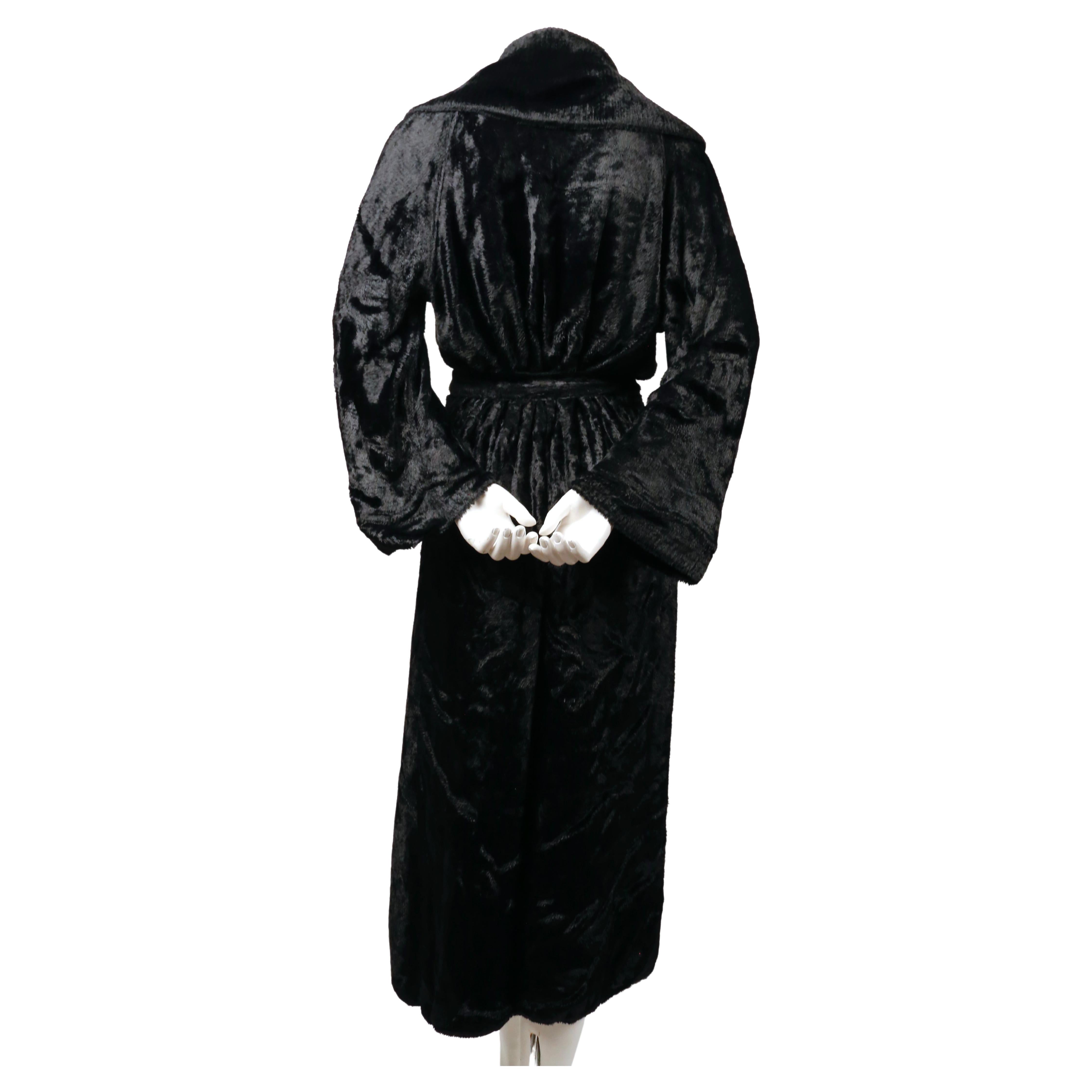 1992 AZZEDINE ALAIA black chenille runway robe coat For Sale 2