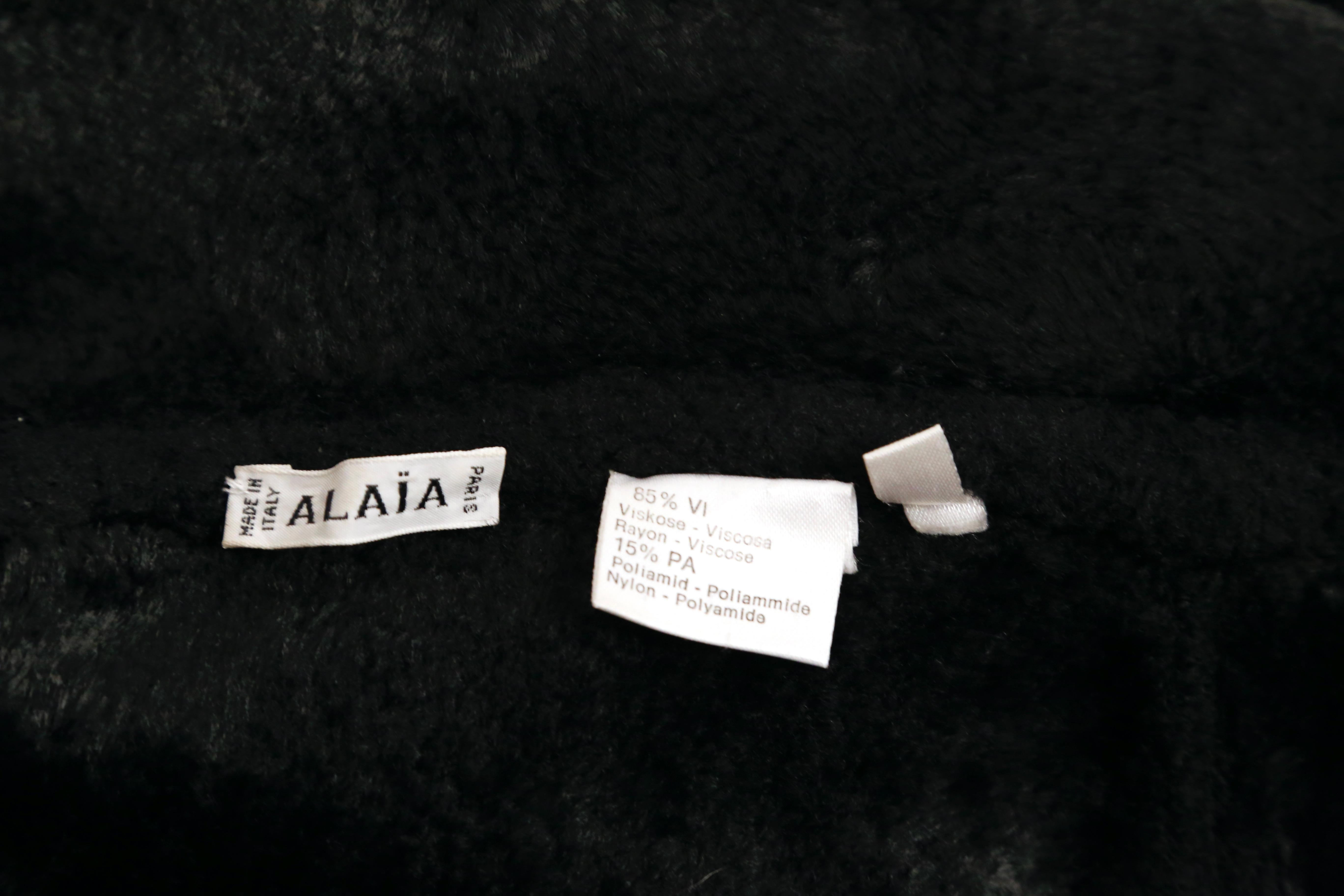 1992 AZZEDINE ALAIA black chenille runway robe coat For Sale 3