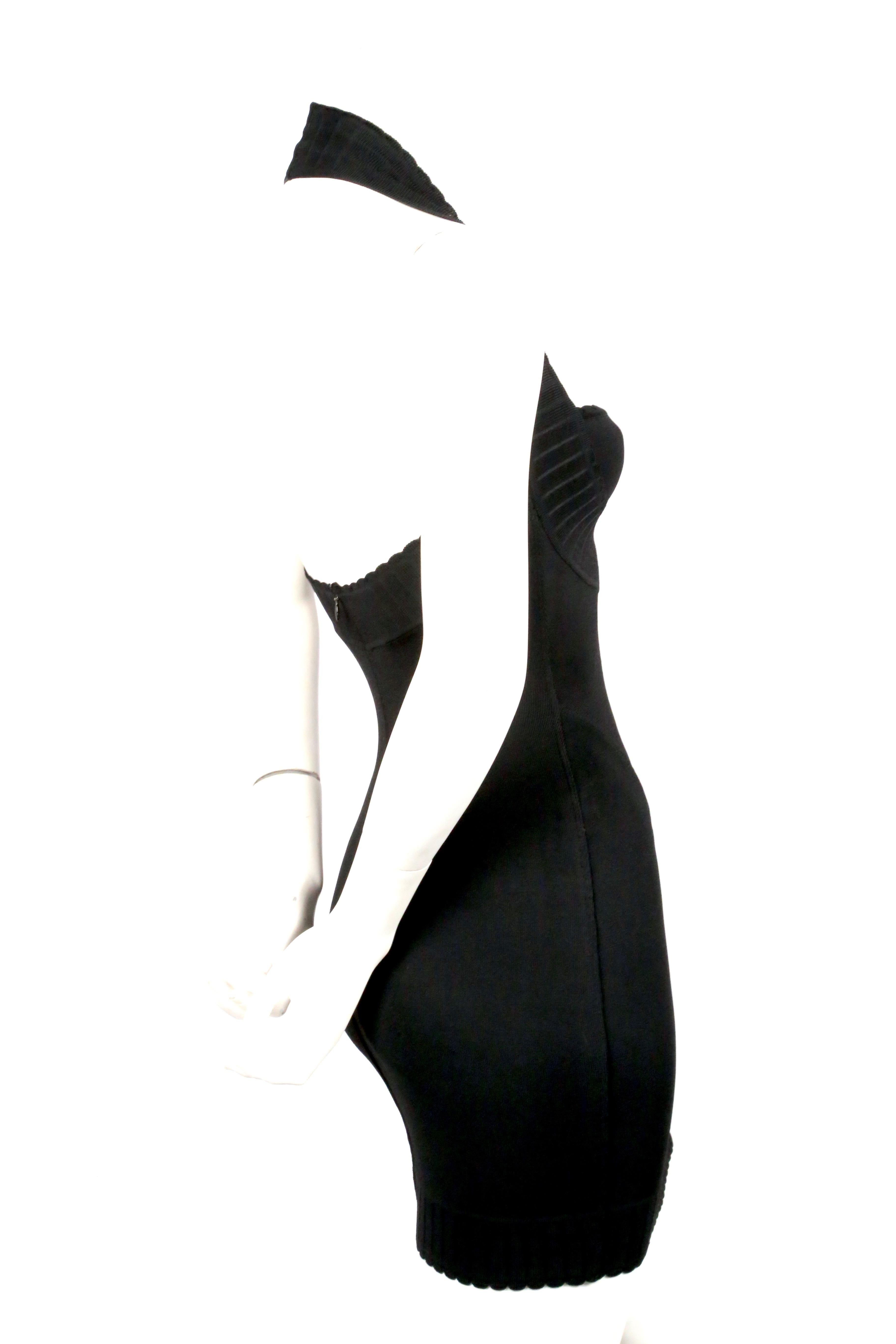 Black 1992 AZZEDINE ALAIA black halterneck mini dress with scalloped trim