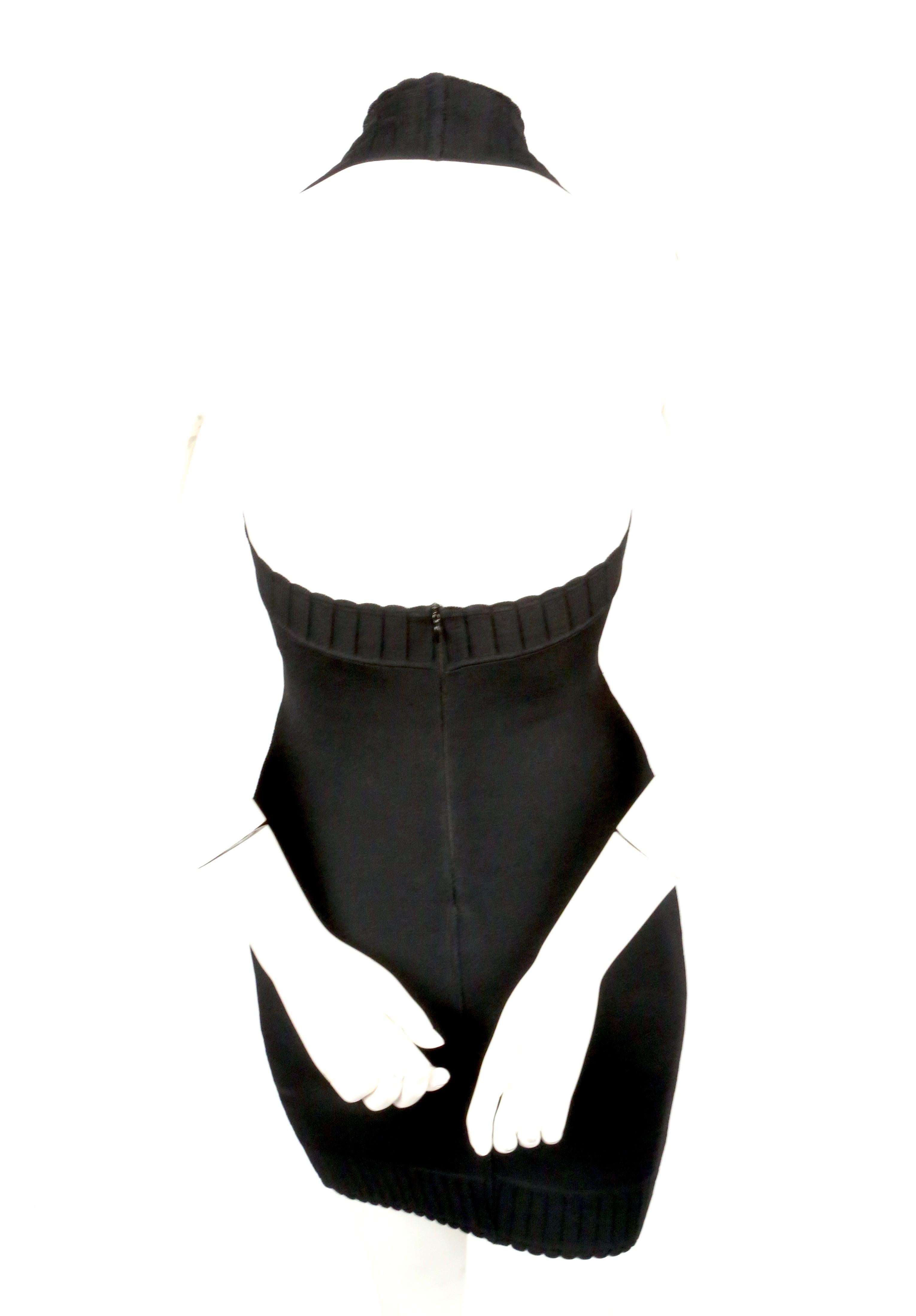 1992 AZZEDINE ALAIA black halterneck mini dress with scalloped trim In Good Condition In San Fransisco, CA
