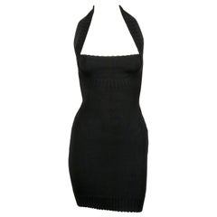 1992 AZZEDINE ALAIA black halterneck mini dress with scalloped trim