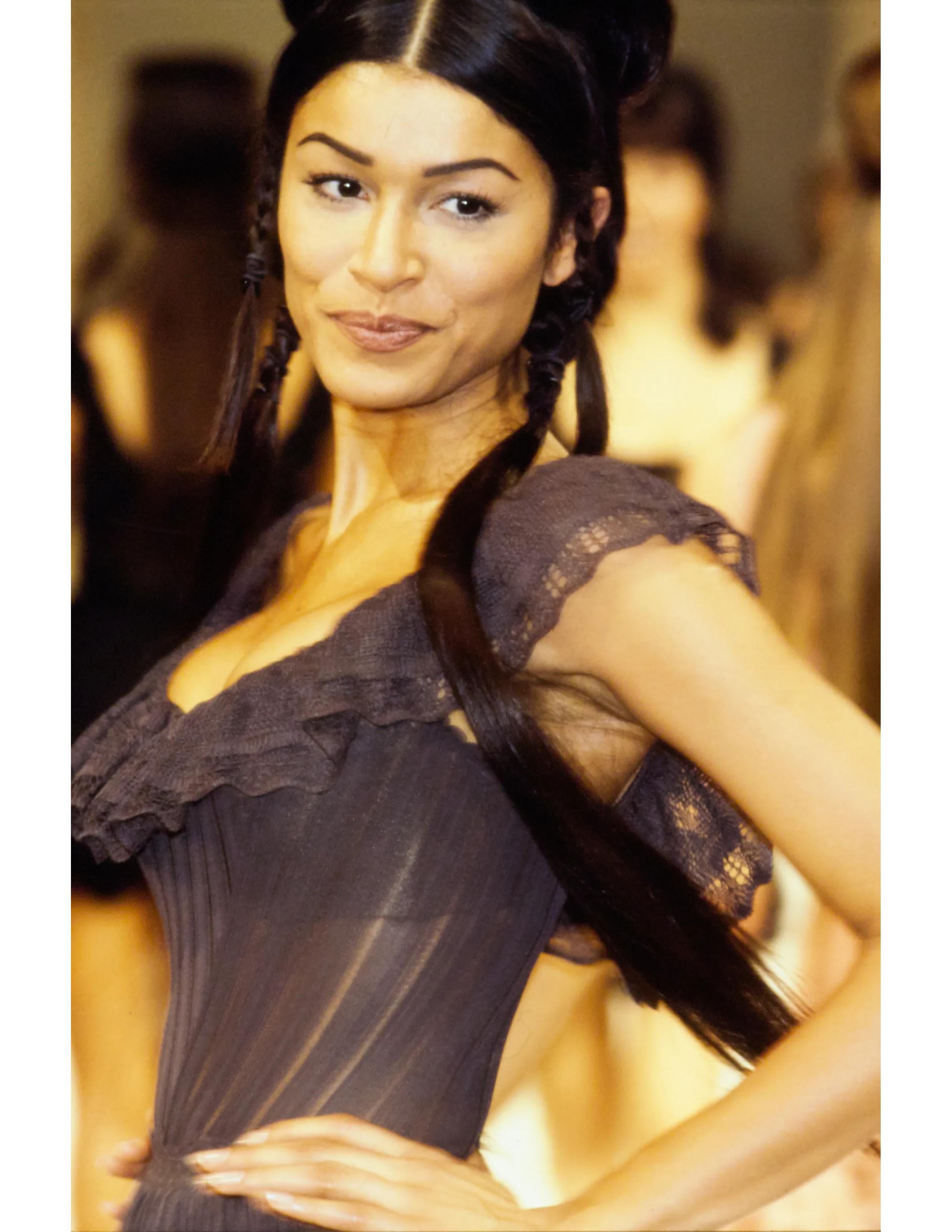 1992 AZZEDINE ALAIA black lace RUNWAY dress with bustle For Sale 10
