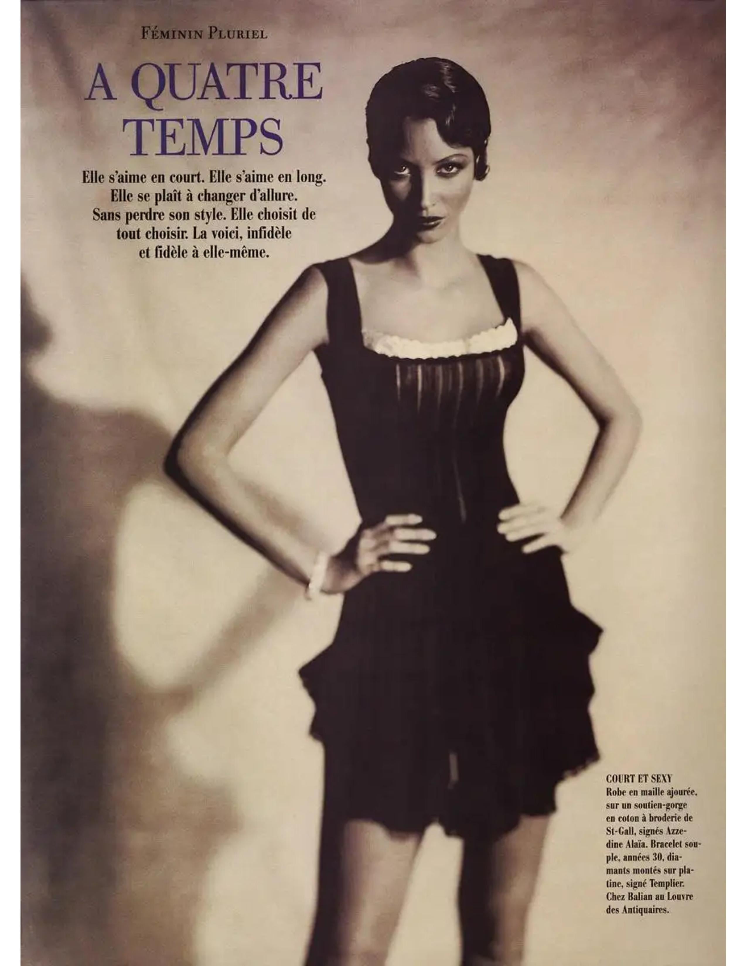 1992 AZZEDINE ALAIA black lace RUNWAY dress with bustle For Sale 15