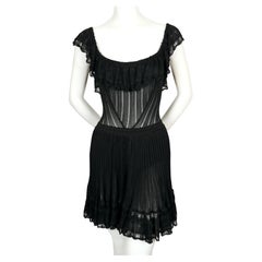1992 AZZEDINE ALAIA black lace RUNWAY dress with bustle
