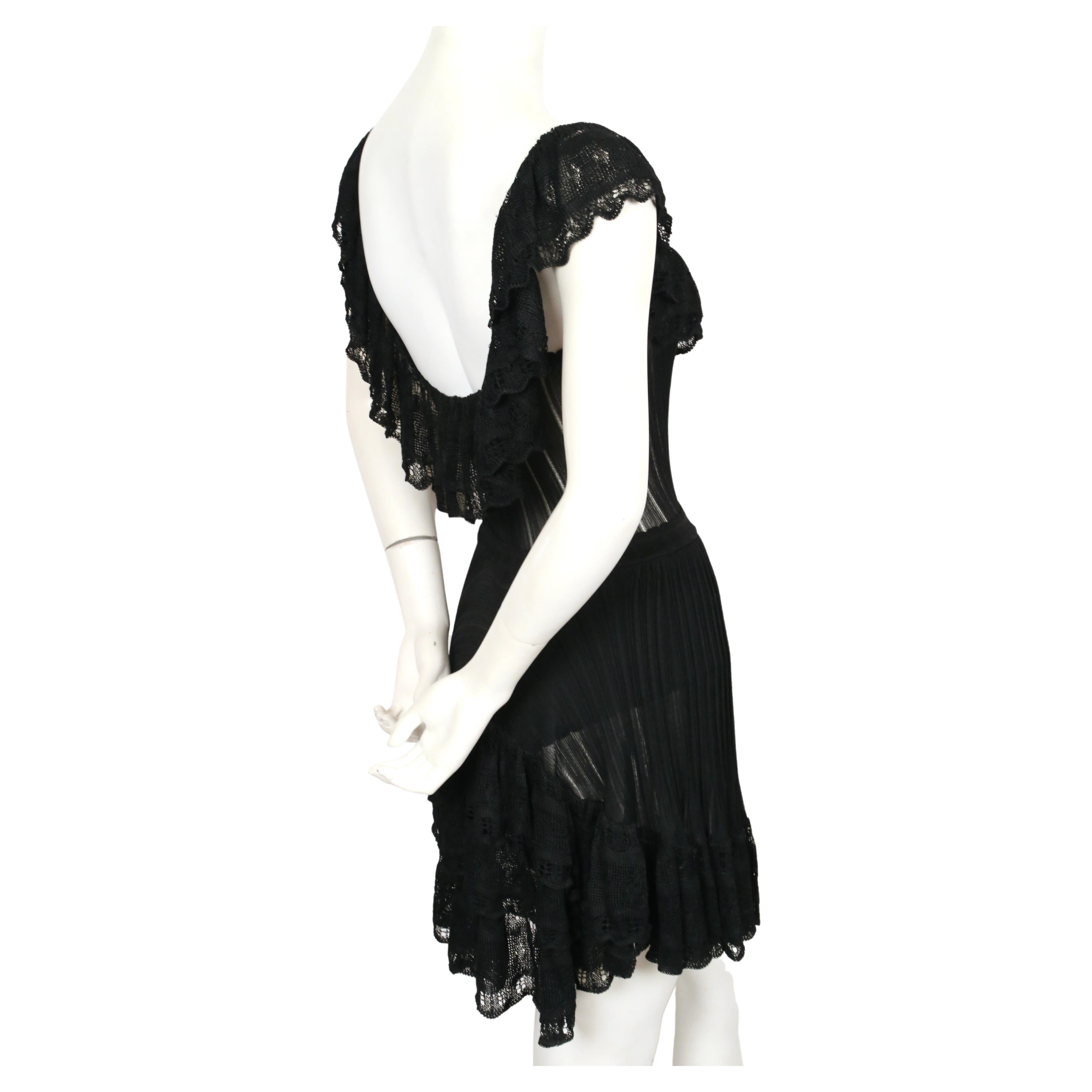 Women's or Men's  1992 AZZEDINE ALAIA black lace RUNWAY dress with bustle For Sale