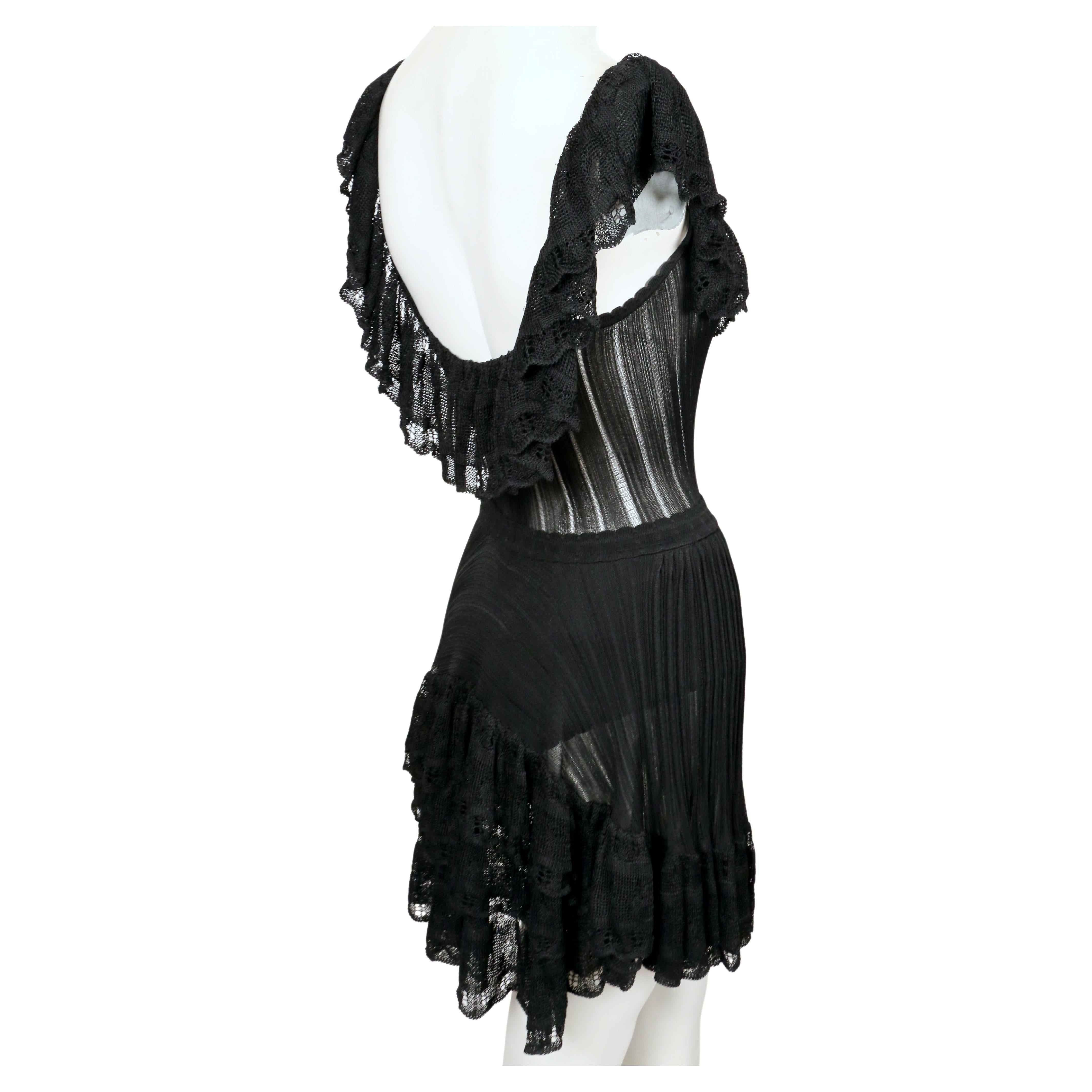  1992 AZZEDINE ALAIA black lace RUNWAY dress with bustle For Sale 1