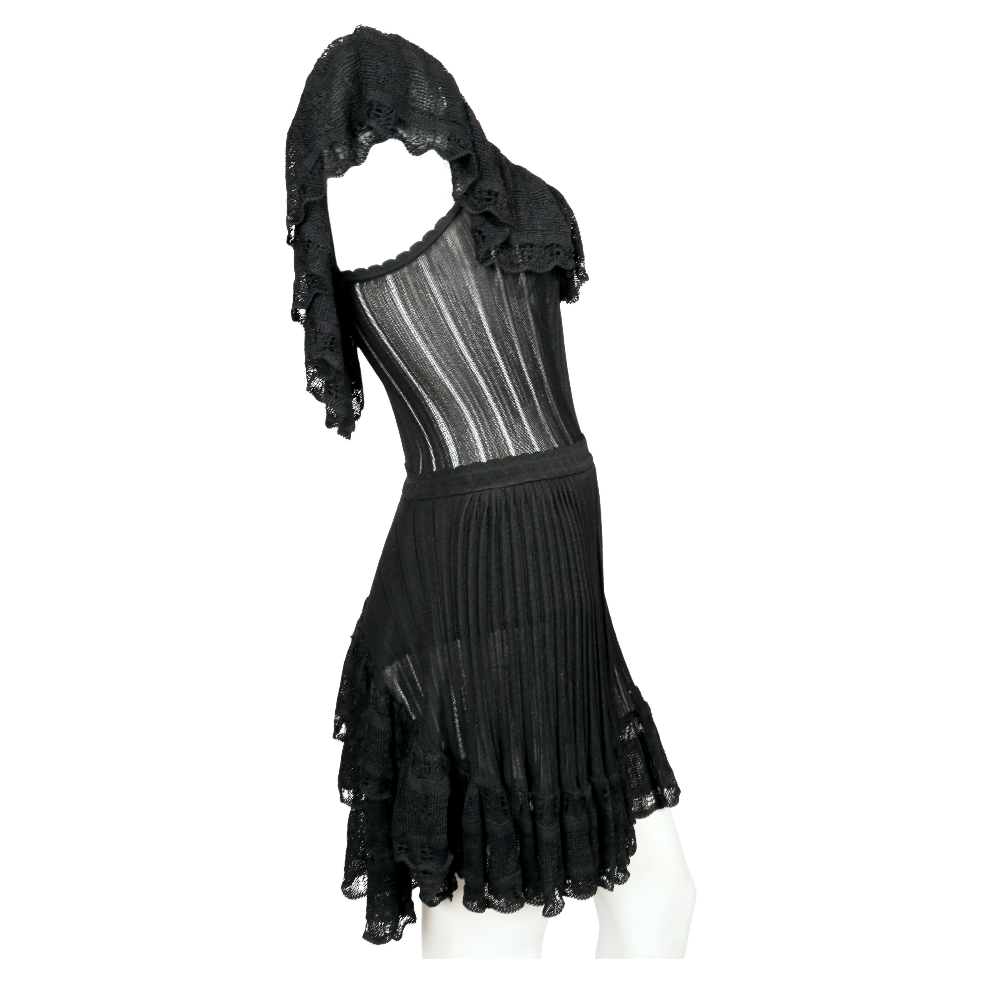  1992 AZZEDINE ALAIA black lace RUNWAY dress with bustle For Sale 2