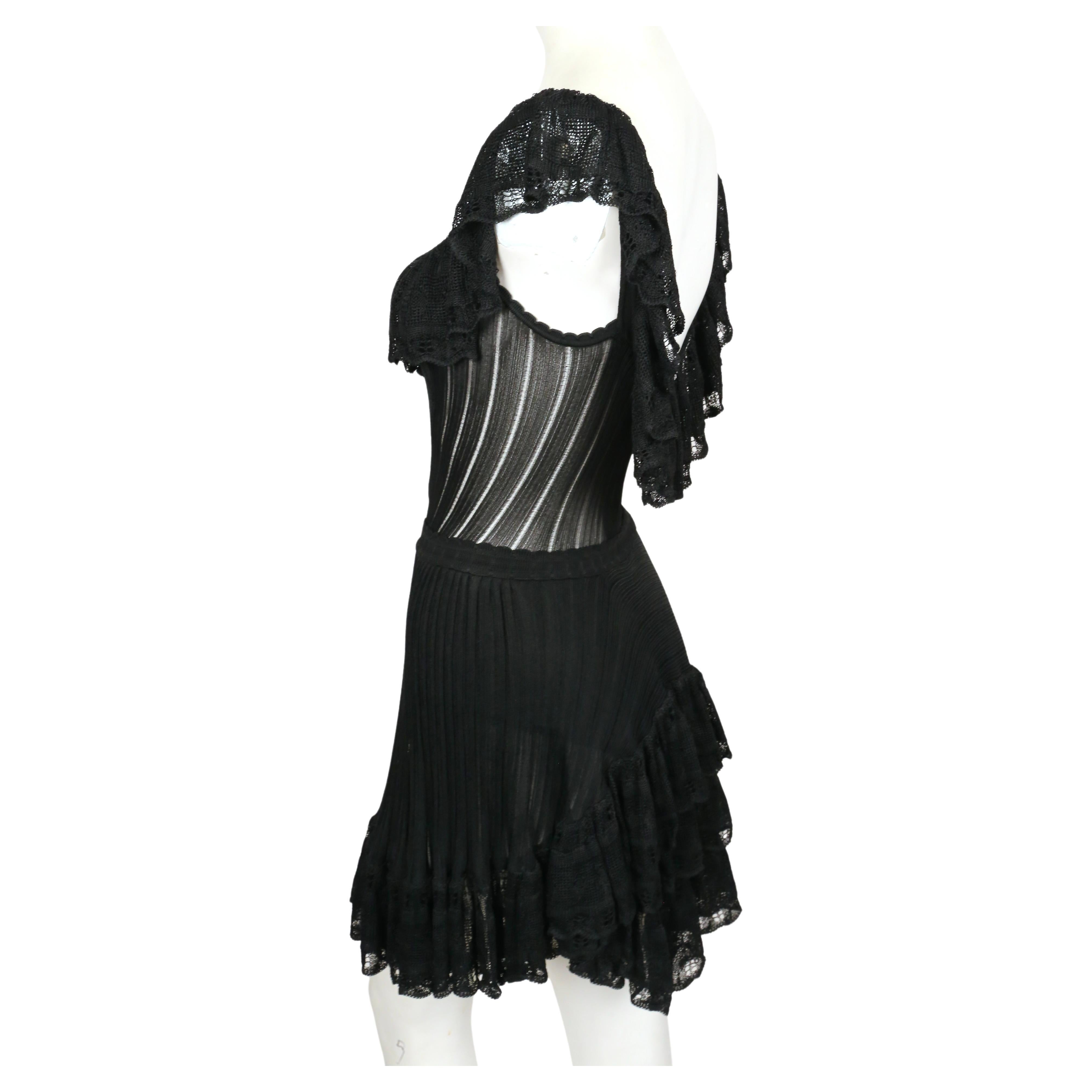 1992 AZZEDINE ALAIA black lace RUNWAY dress with bustle For Sale 2