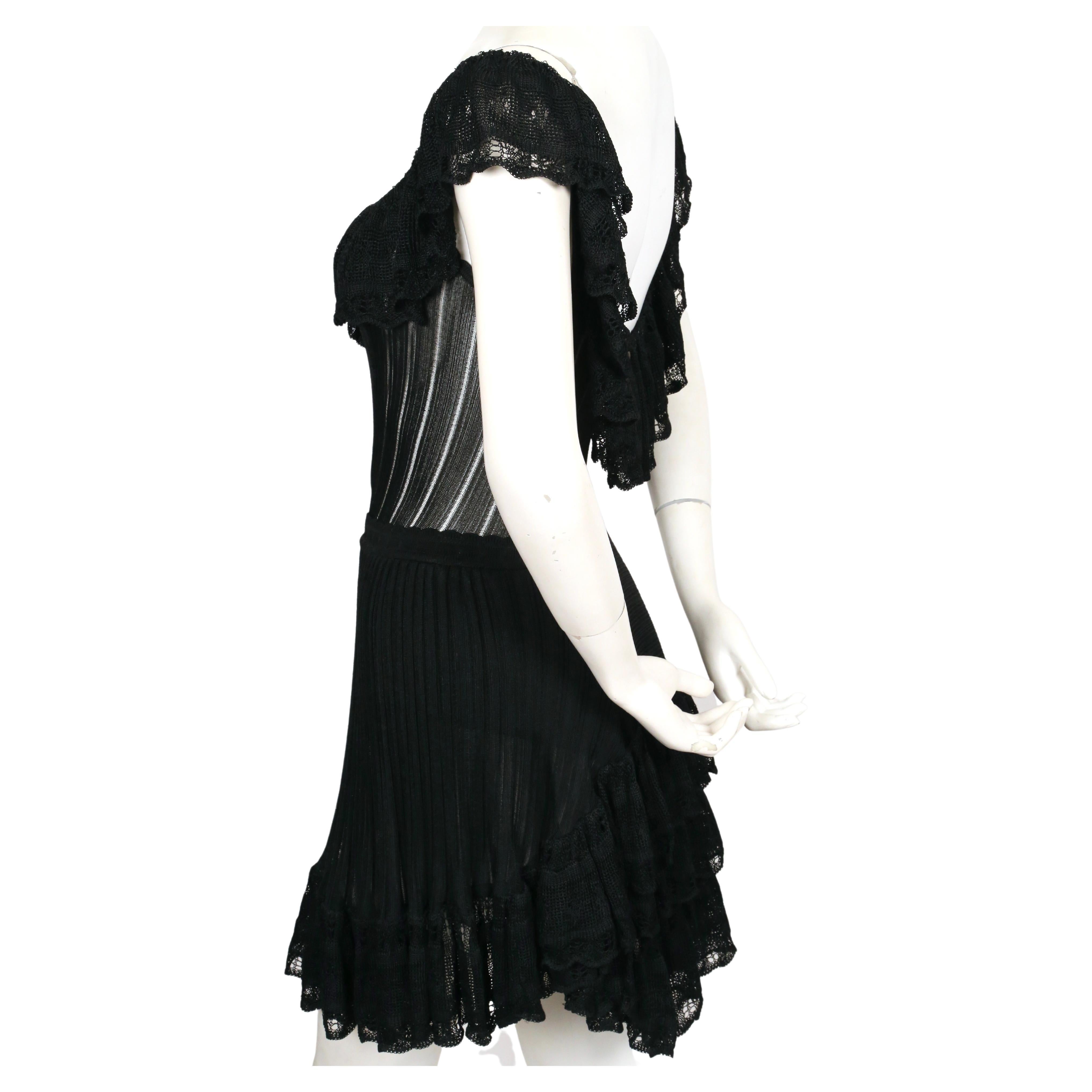 1992 AZZEDINE ALAIA black lace RUNWAY dress with bustle For Sale 3