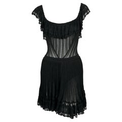 1992 AZZEDINE ALAIA black lace RUNWAY dress with bustle