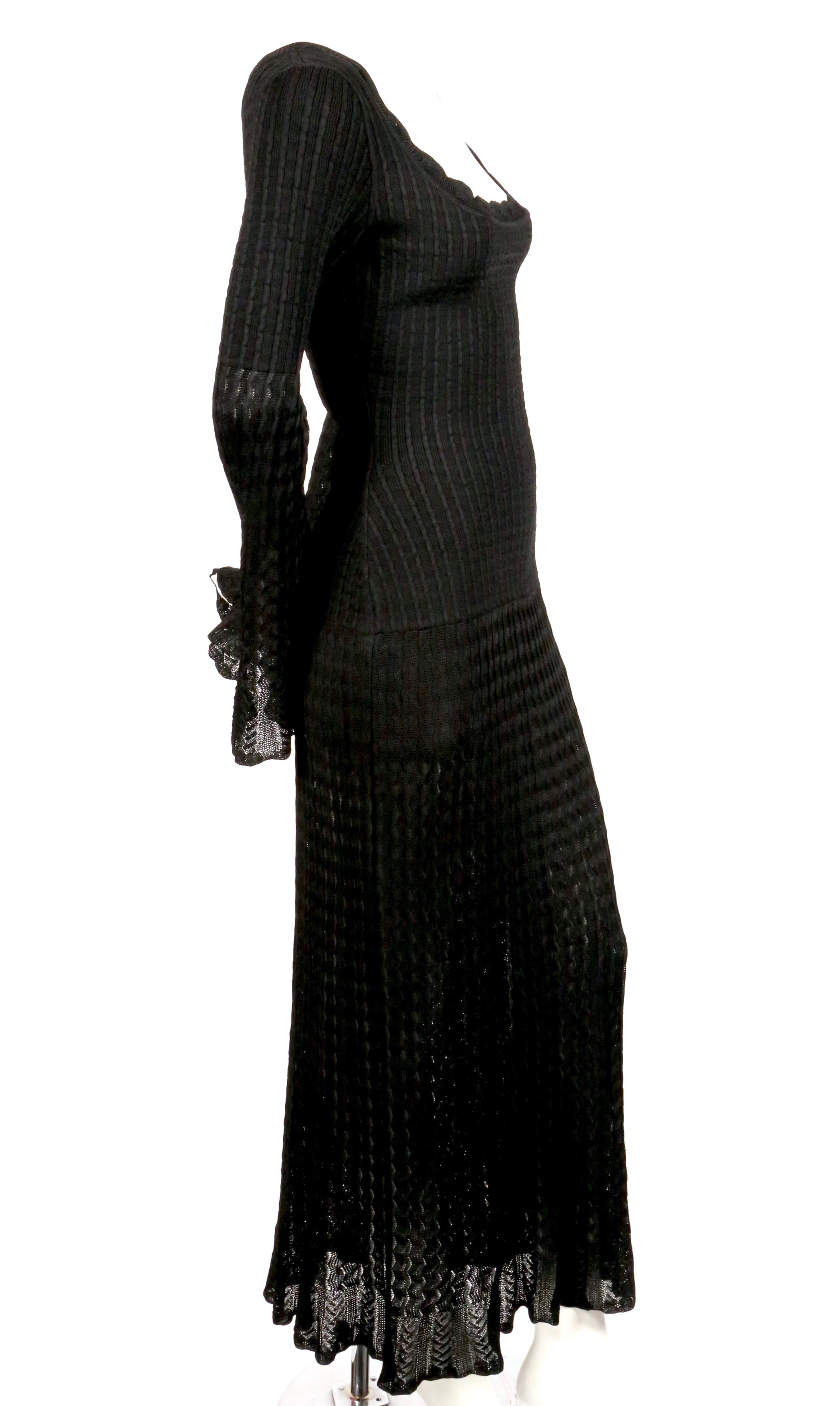 Black 1992 AZZEDINE ALAIA black open knit long dress