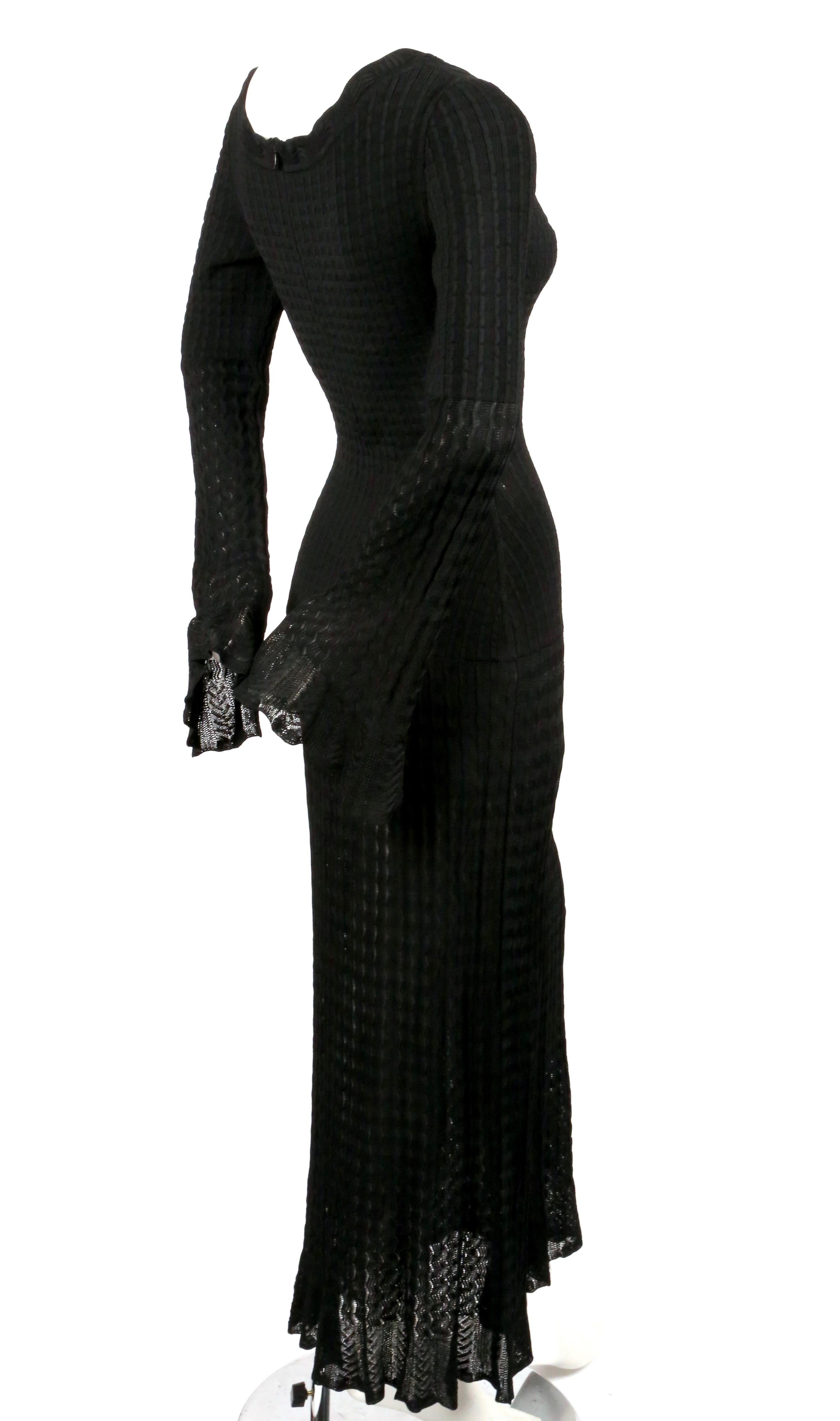 1992 AZZEDINE ALAIA black open knit long dress In Good Condition In San Fransisco, CA