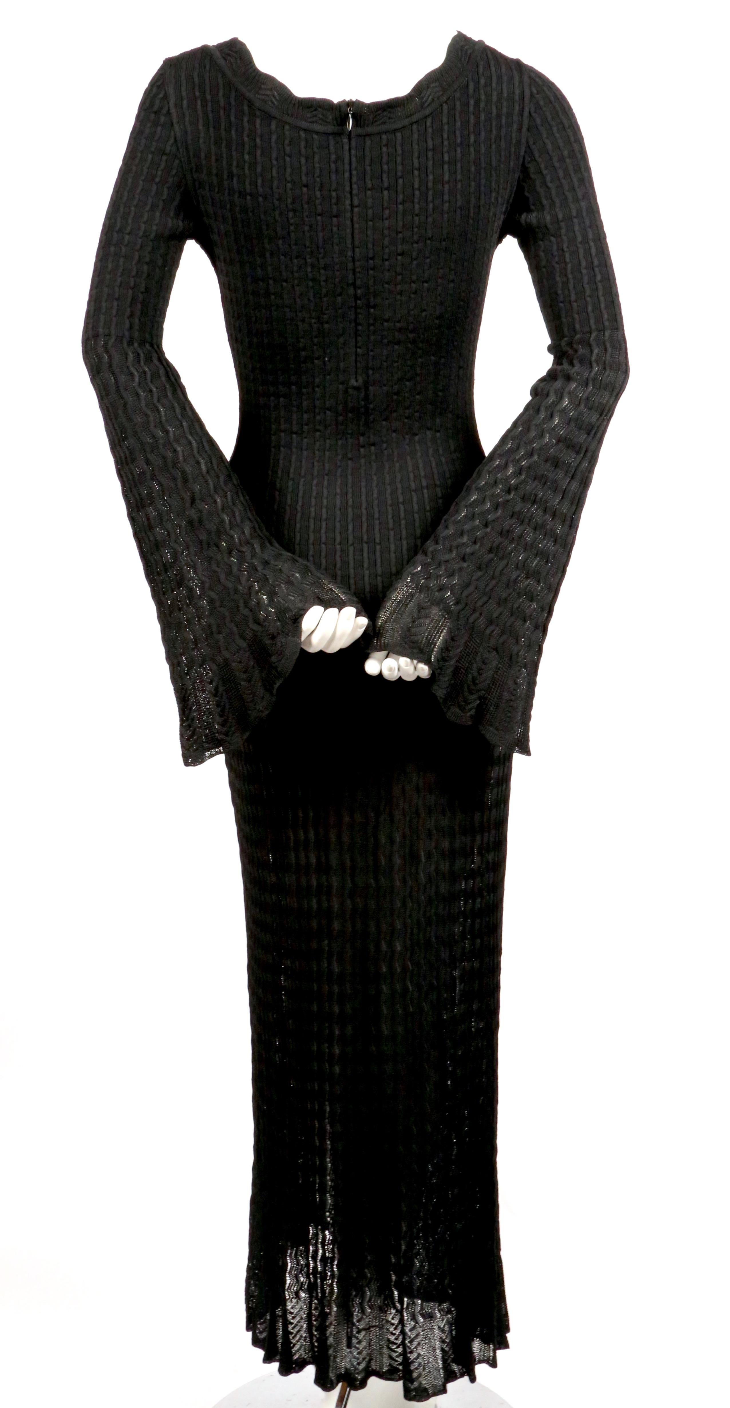 Women's or Men's 1992 AZZEDINE ALAIA black open knit long dress