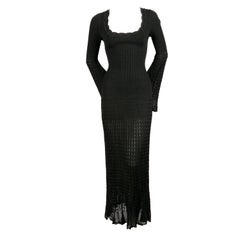 1992 AZZEDINE ALAIA black open knit long dress